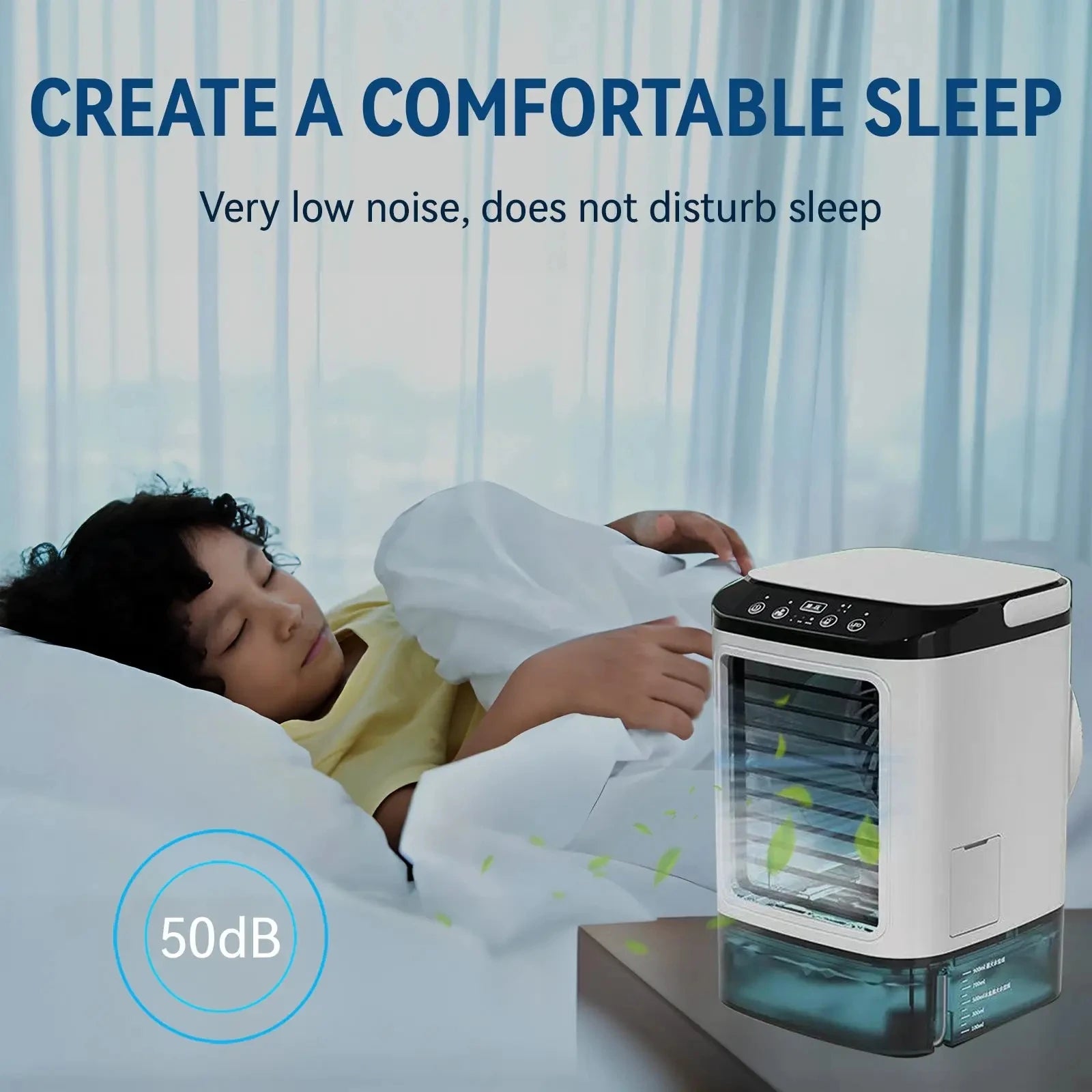 Portable Air Conditioner Fan — 3-Speed Mini AC Unit with 900ML Water Tank & Humidifier for Bedroom & Office
