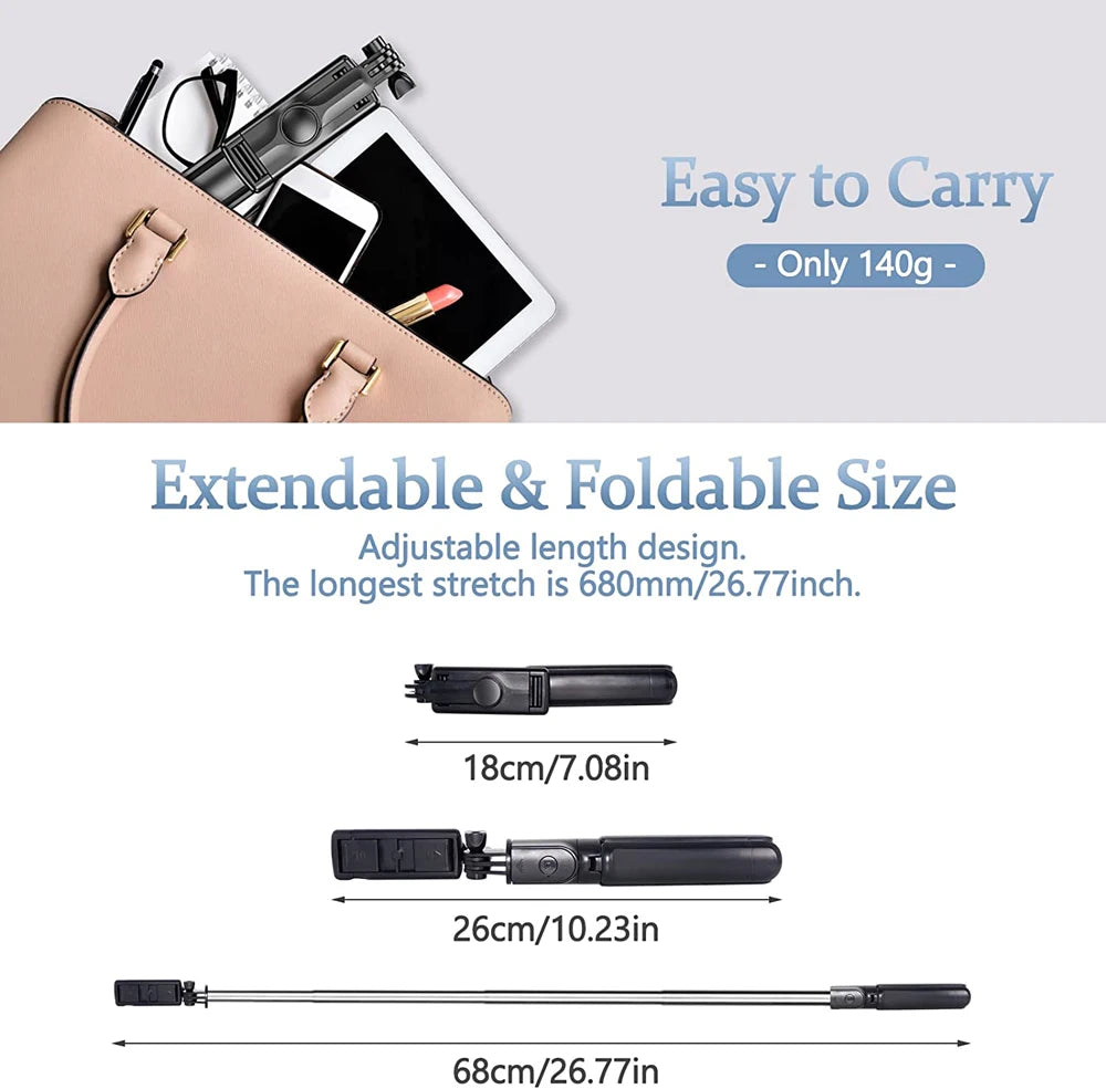 3-in-1 Bluetooth Selfie Stick Tripod with LED Fill Light & Remote Shutter