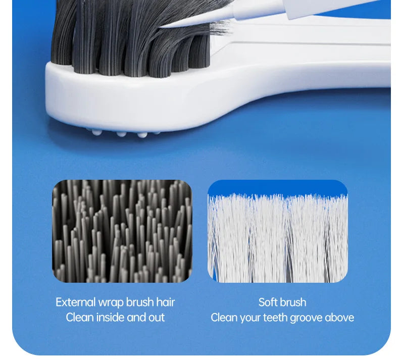 Clean Every Surface at Once — 3D U-Shaped Three-Sided Soft Toothbrush | 6pcs, 0.15mm Soft Bristles, Comprehensive Oral Cleaning for Adults
