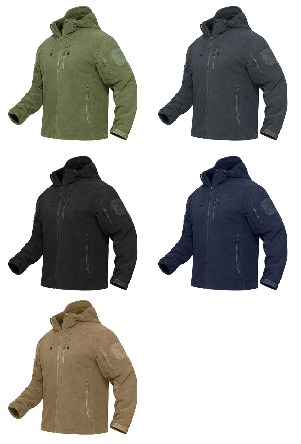 TACVASEN Men's Hooded Fleece Jacket – Full-Zip Windproof Warm Work Coat for Outdoor & Office