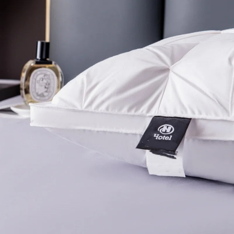Hotel-Grade Pure Cotton Sleeping Pillow – 3D Bread Shape, Polyester Fill, 48x74cm