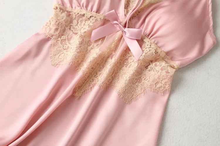 Lace Satin Suspender Nightgown — Sexy Chemise Sleep Dress