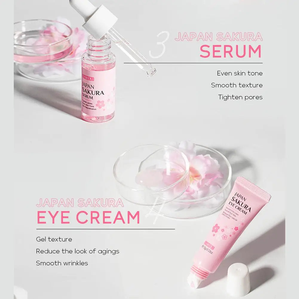 LAIKOU Sakura 6-Piece Skincare Gift Set – Full Routine with Cleanser, Toner, Serum, Eye Cream, Cream & Sunscreen