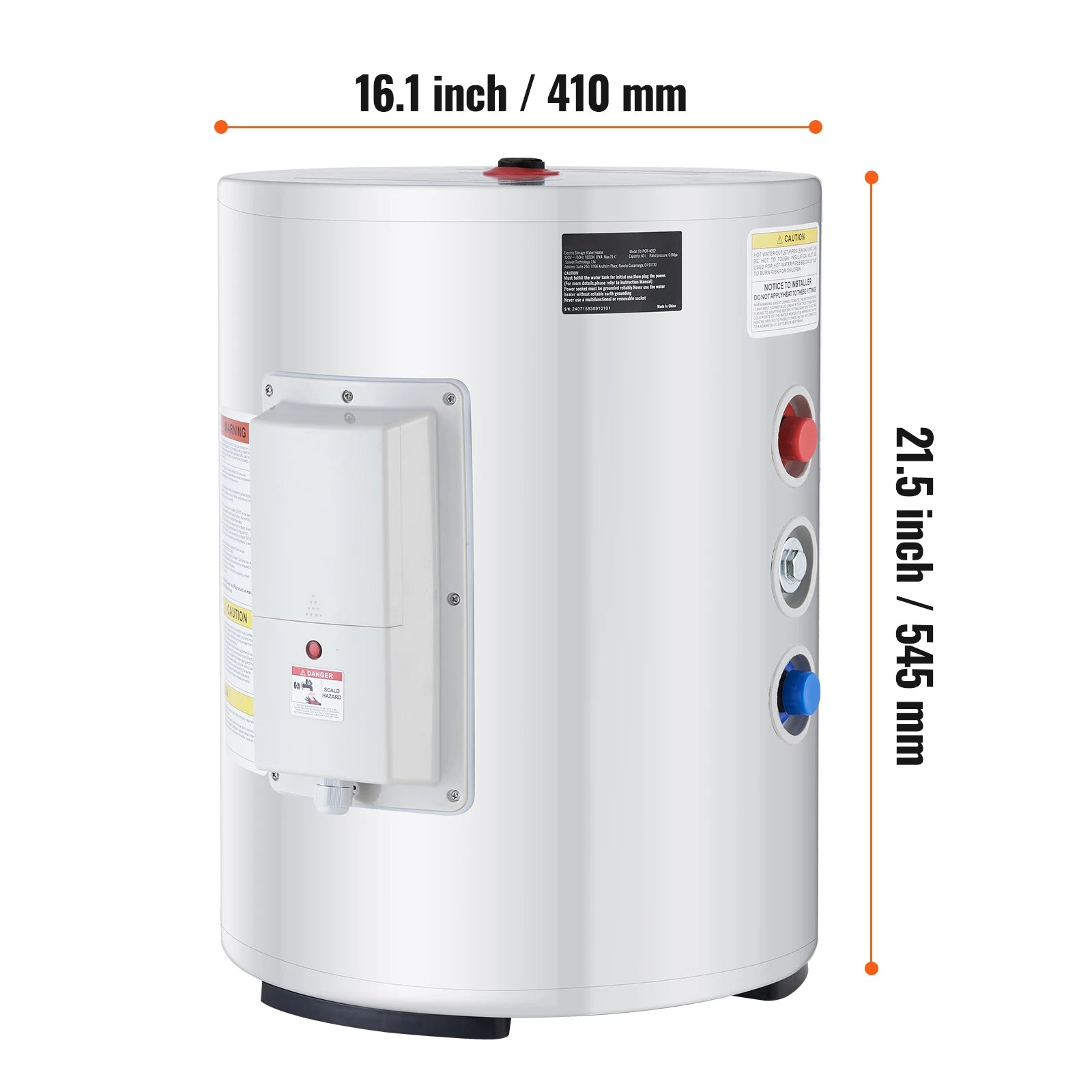 Electric Water Heater Tank 40/70L — 1.6kW Instant Hot Water with LED Display, IPX4