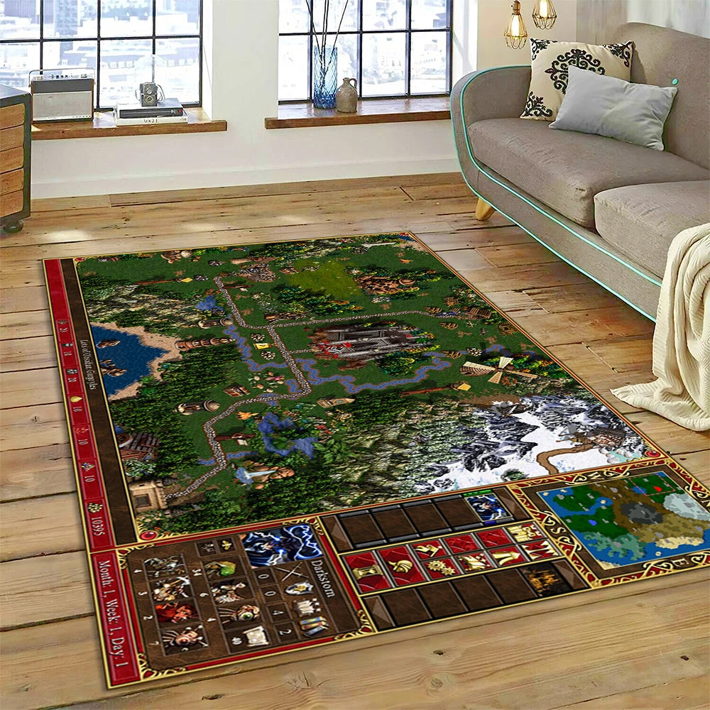Heroes of Might & Magic Retro Gaming Rug – Non-Slip Floor Mat for Living Room, Bedroom & Sofa, 27 Designs & 9 Sizes