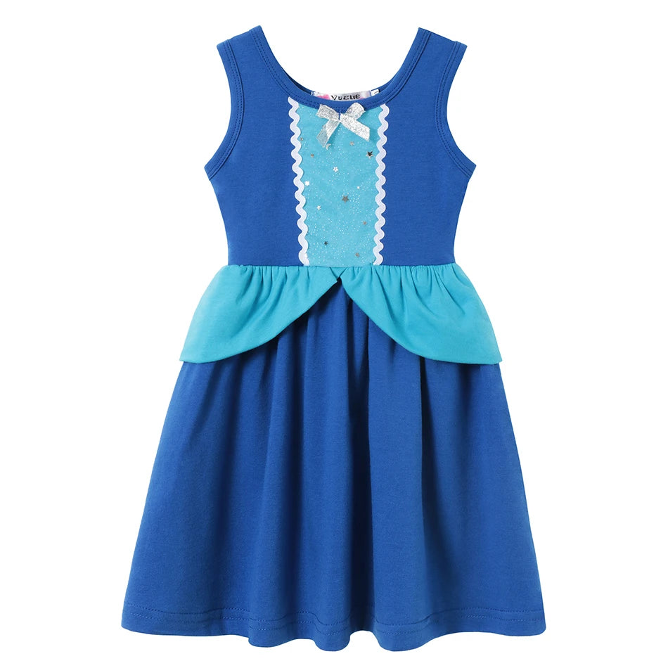 Girls' Princess Costume Dress – Mermaid & Rapunzel One-Shoulder Short Sleeve Summer Casual Vest