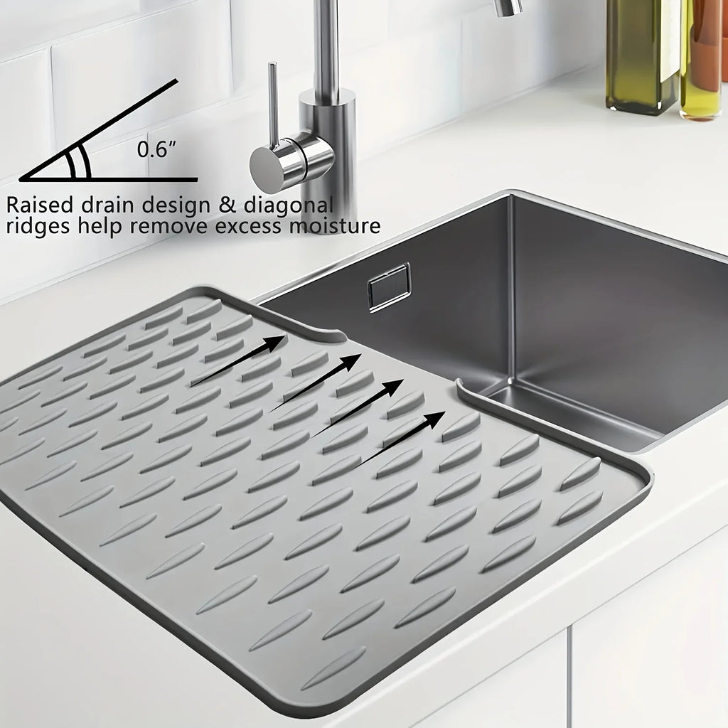 Silicone Drain Mat with Built-In Drainage – Large Rectangular Kitchen Countertop & Sink Mat