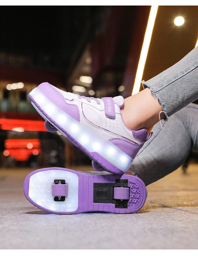 Children's LED Light Roller Skates – Multi-Functional Detachable Wheel Shoes, Size 29-41 for Students