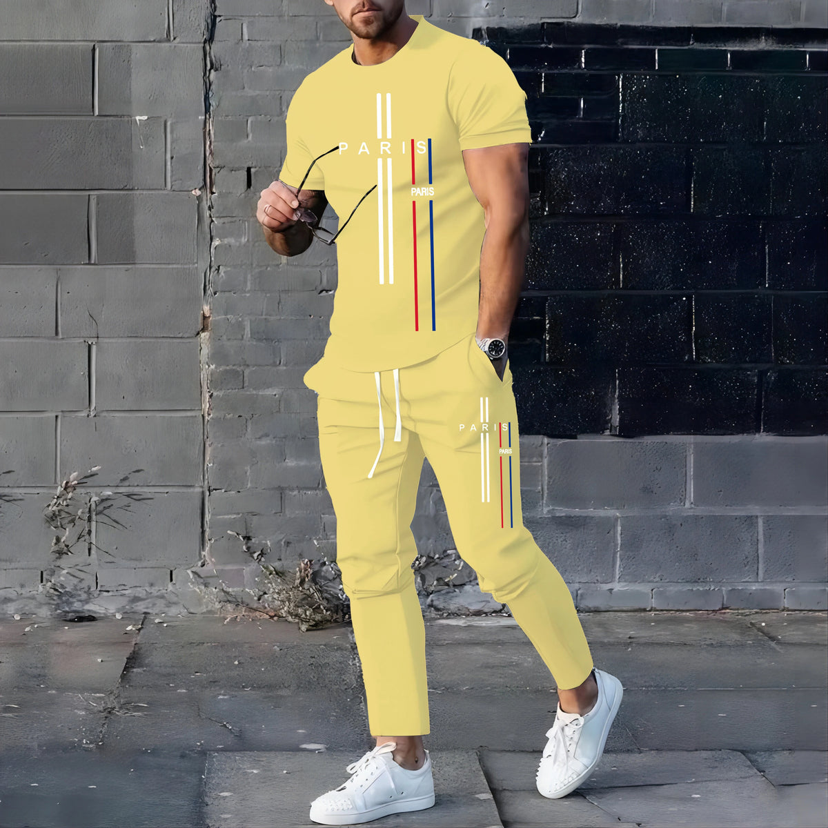 Men's Football Sport T-Shirt & Pants Set – Casual Short Sleeve Jogging Fitness Suit