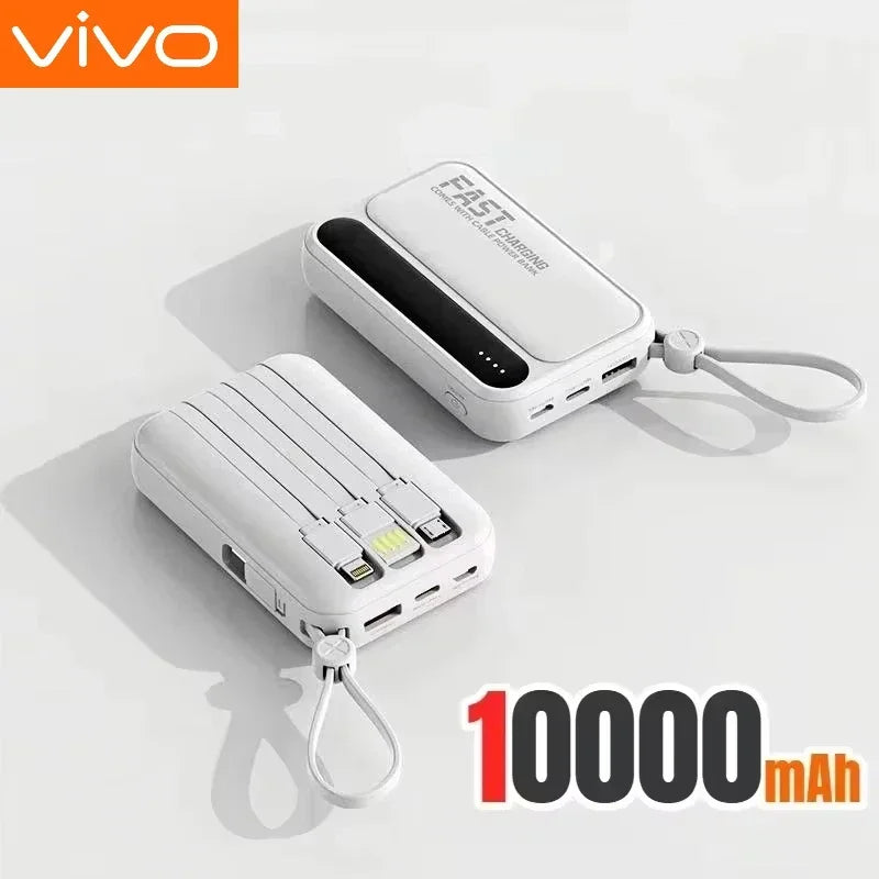 VIVO 500000mAh Power Bank – Built-in 4 Cables Super Fast Charging Portable External Battery 2026