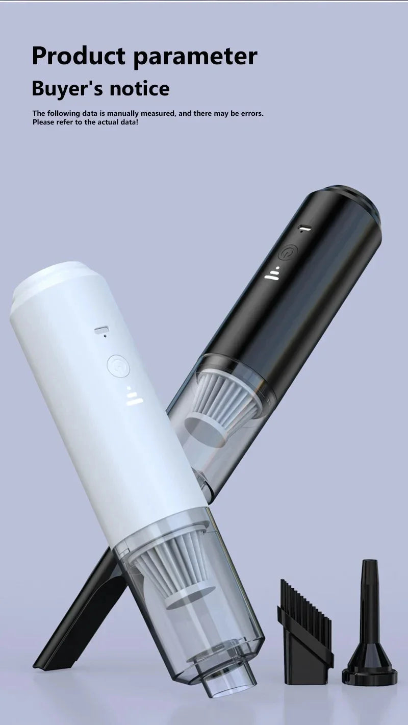 Cordless Mini Car Vacuum Cleaner – White Handheld