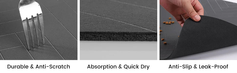 Absorbent Quick-Dry Pet Feeding Mat with Rubber Backing