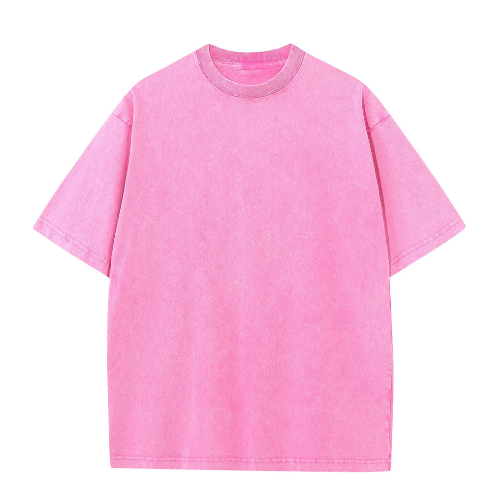 Men's Heavy Cotton Vintage Washed T-Shirt — Oversized Short Sleeve Streetwear
