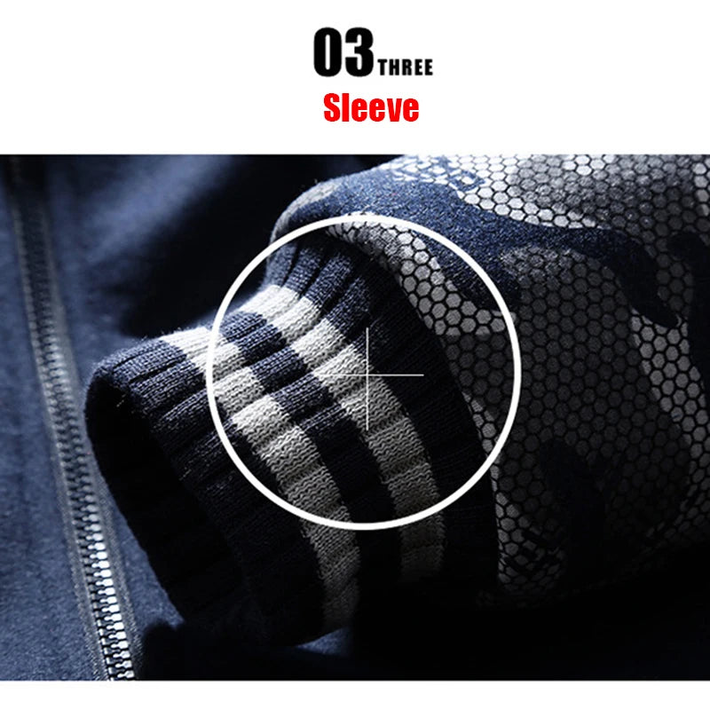 Men's Camouflage Fleece Hooded Zip Jacket – Thick Streetwear Coat for Autumn & Winter