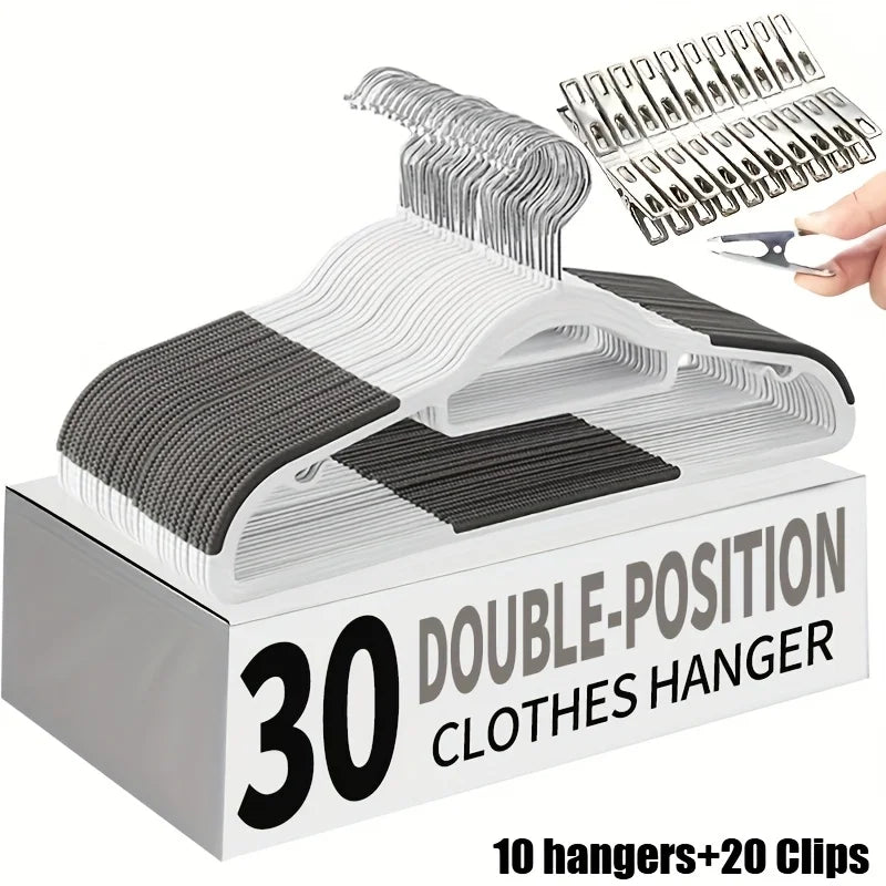 Velvet Clothes Hangers Set with Clips – 30 Pieces
