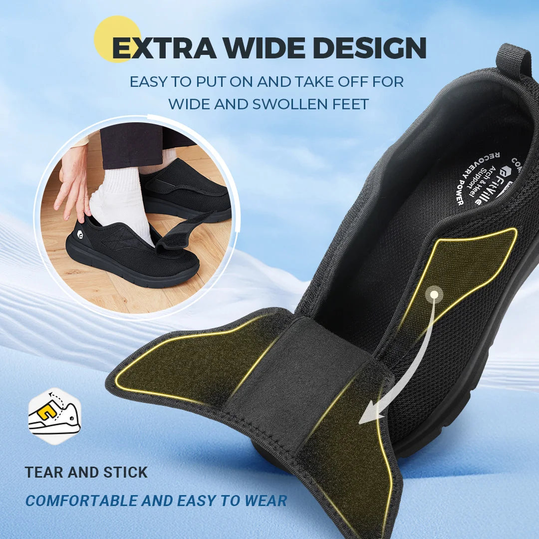 Men's Extra Wide Adjustable Diabetic Walking Shoes – Orthopedic Elderly Foot Pain Relief for Swollen Feet