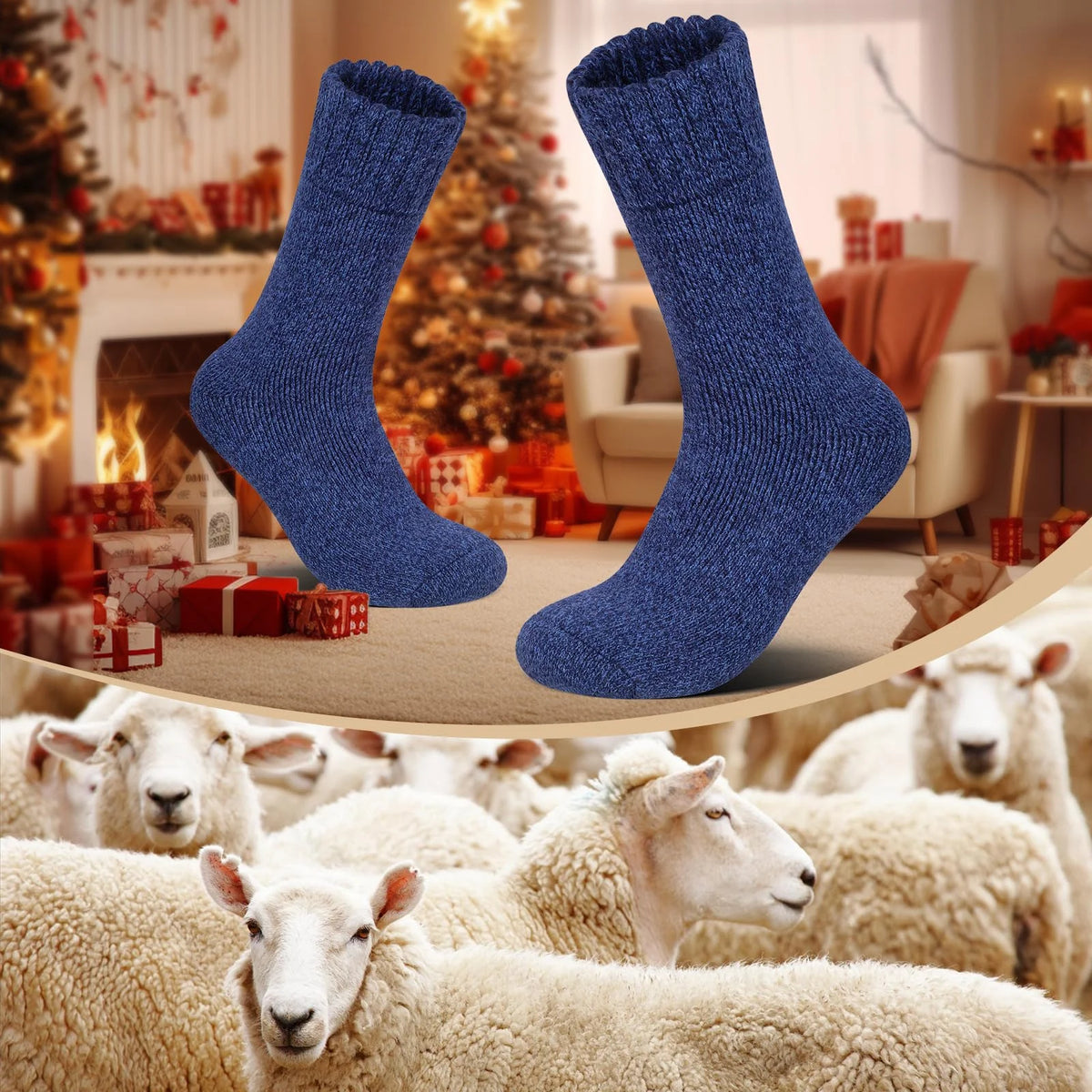 Men's Cotton-Blend Winter Socks, 3 Pairs
