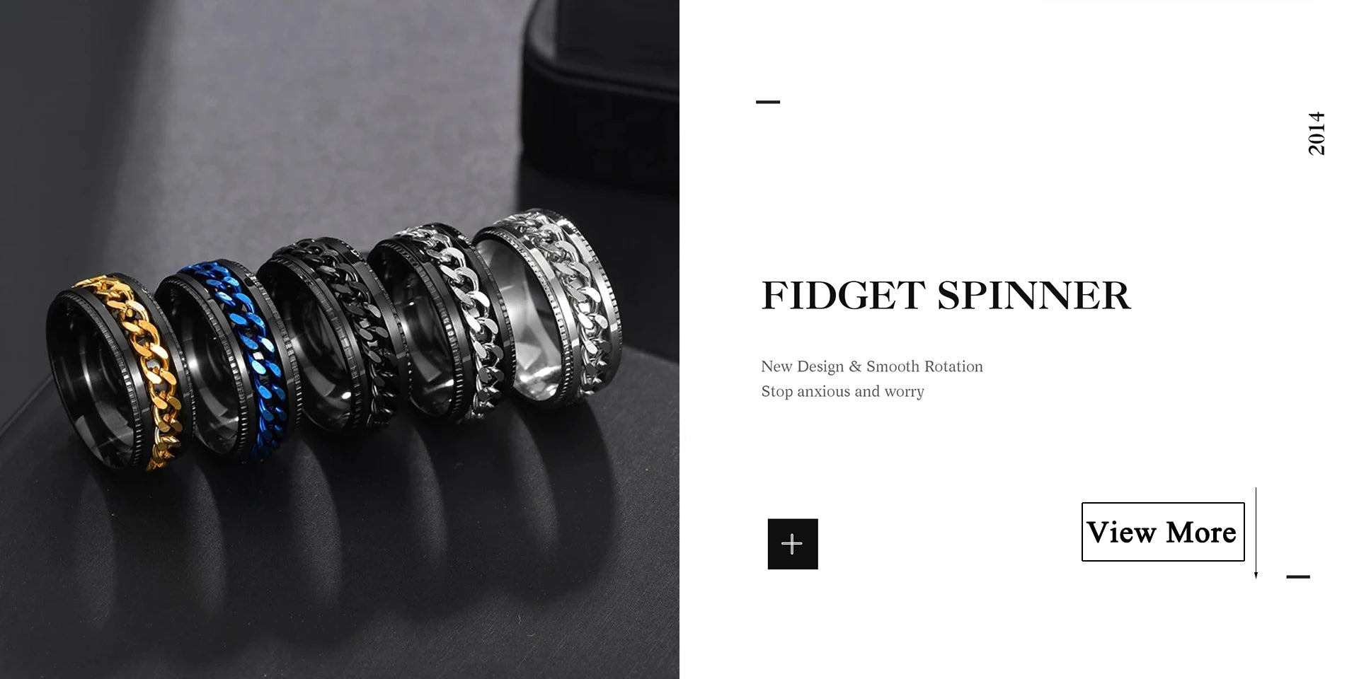 Punk Spinner Anxiety Fidget Ring — Stainless Steel Gear Chain Design for Men & Women