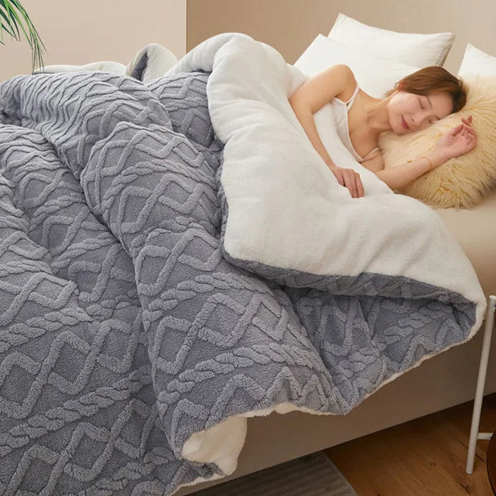 Thick Fleece Bed Blanket – Faux Lamb Plush Comfort