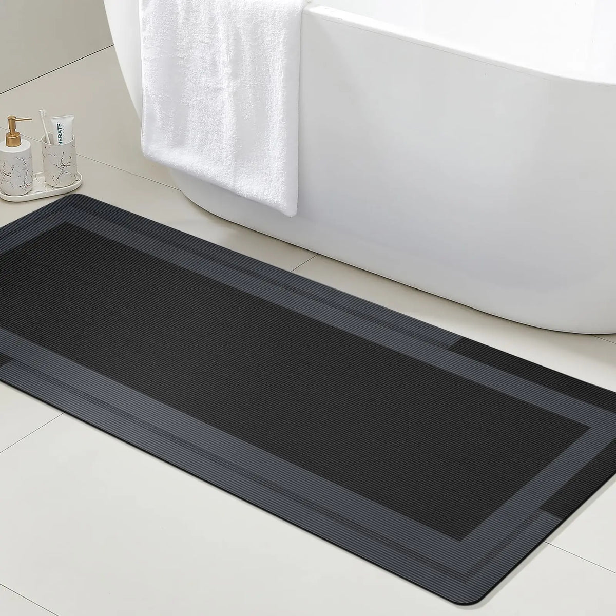 VIKAMA Bathroom Runner Rug – Quick-Dry Ultra Absorbent Non-Slip Bath Mat