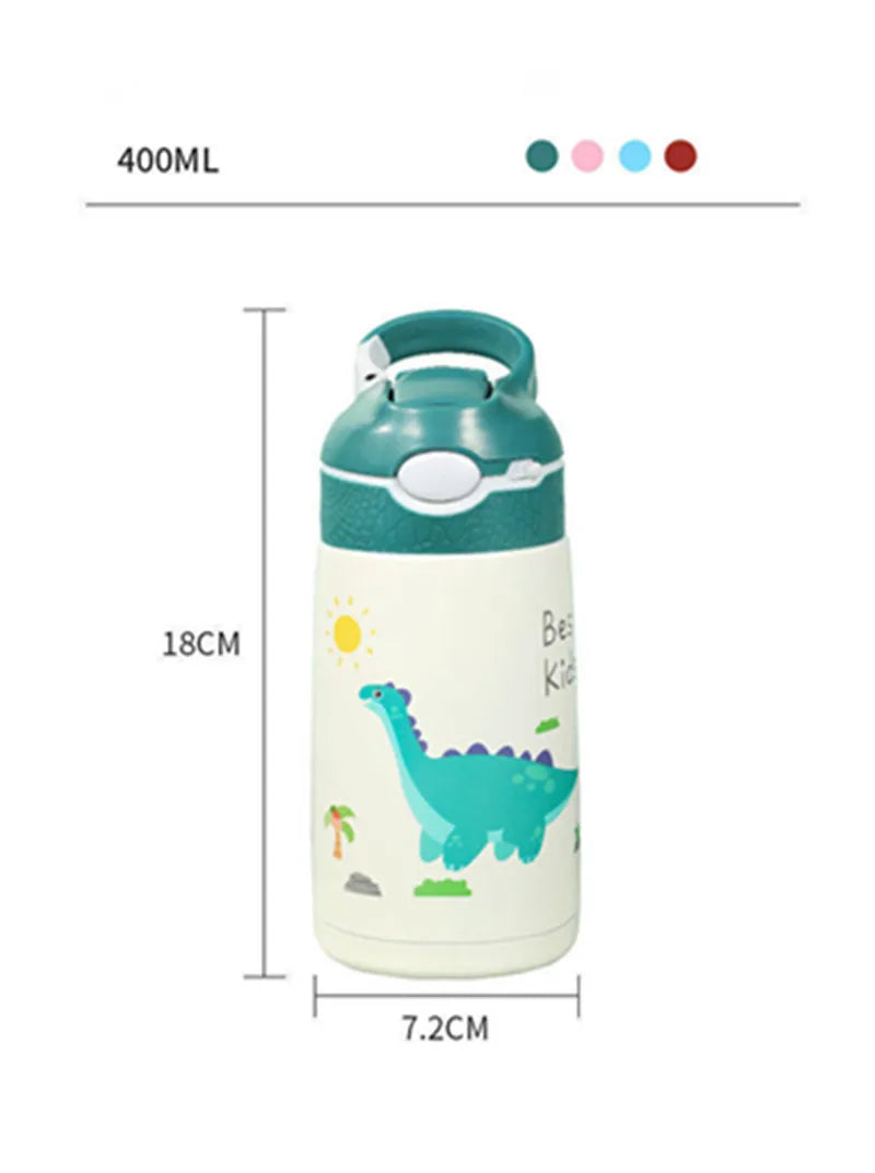 400ml Kids 316 Stainless Steel Vacuum Thermos Bottle – Duck-Billed Straw Tumbler, 6–12Hr Insulation