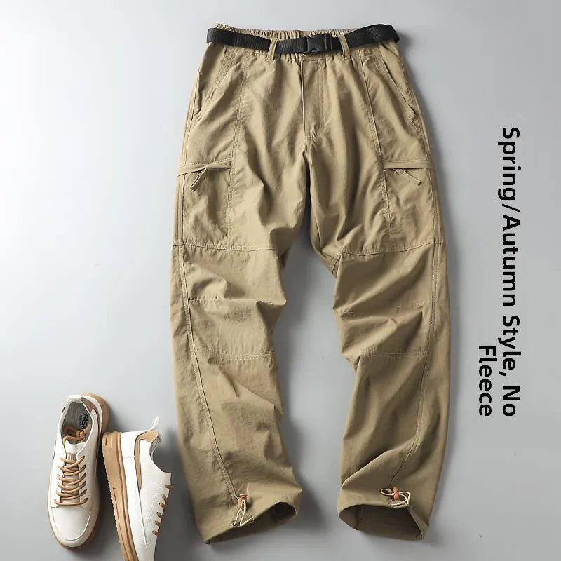 Men's Fleece-Lined Waterproof Hiking Pants — Loose Windproof Outdoor Workwear