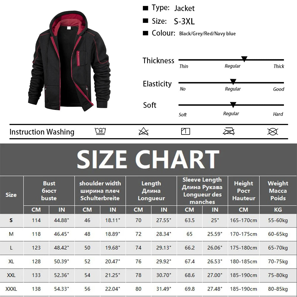 Men's Solid Color Zip Hoodie Jacket — Classic Everyday Zip-Up