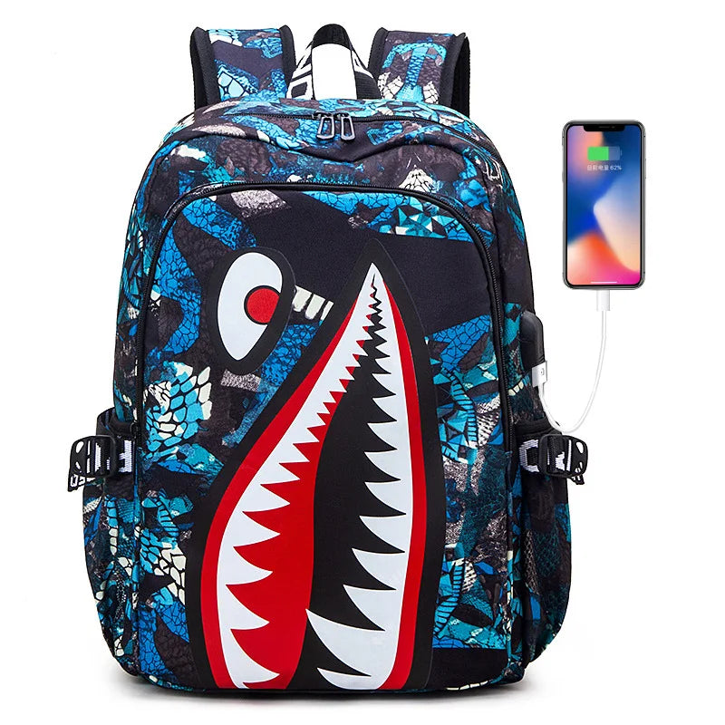 Shark Backpack – Kids School & Travel Book Bag