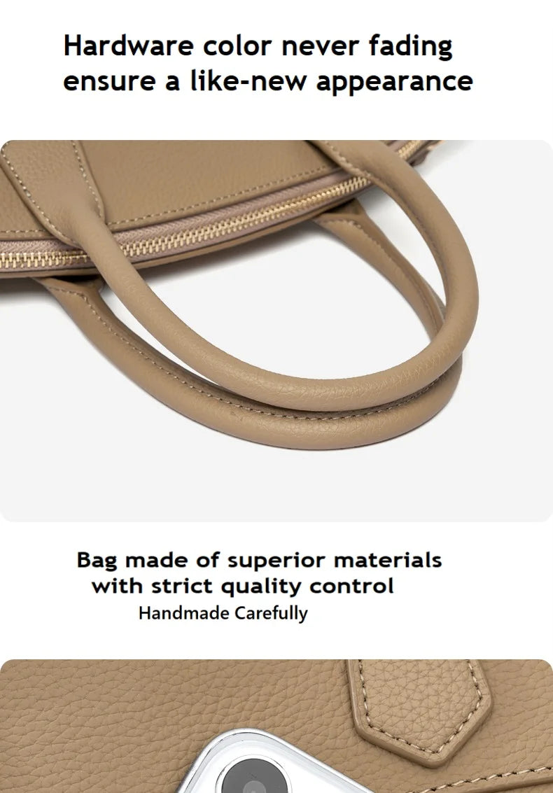 ZOOLER Genuine Cow Leather Flap Tote Bag – Luxury Lock Shoulder Crossbody Handbag for Women