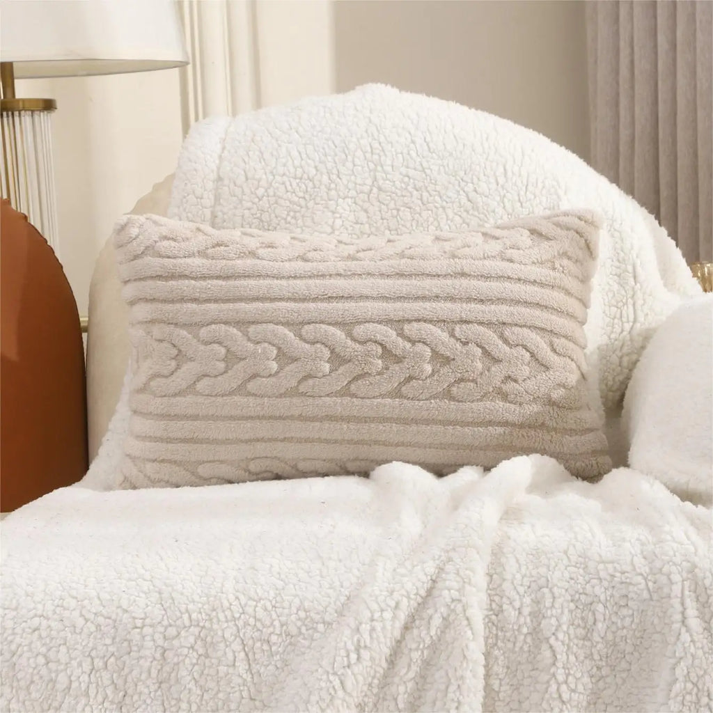 Super Soft Plush Pillow Cover – Nordic 3D Geometric Design, Hidden Zipper, Multiple Sizes