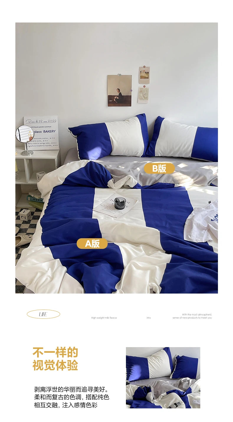 Stripes & Dots Duvet Cover Set – Quilt Cover, Bed Sheet & Pillowcases, Queen Size