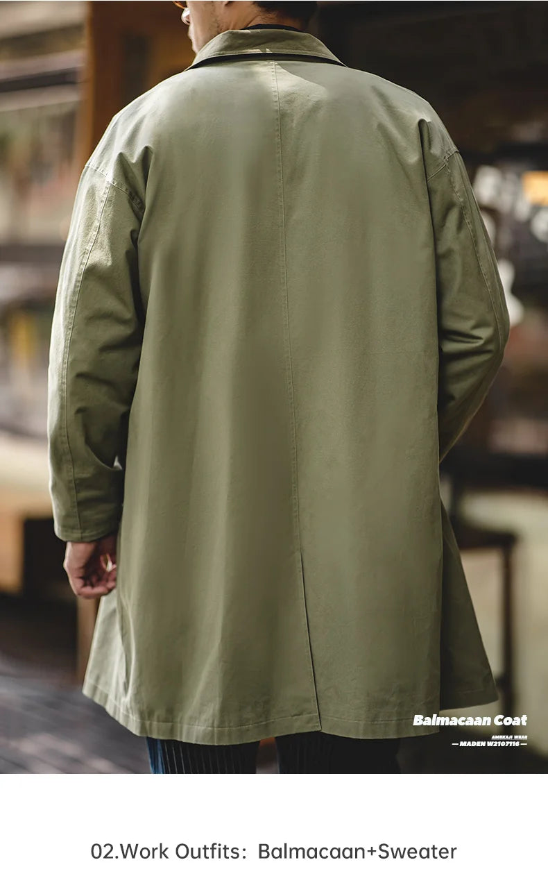 Men's Workwear Trench Coat – Loose Fit Cotton Chore Jacket