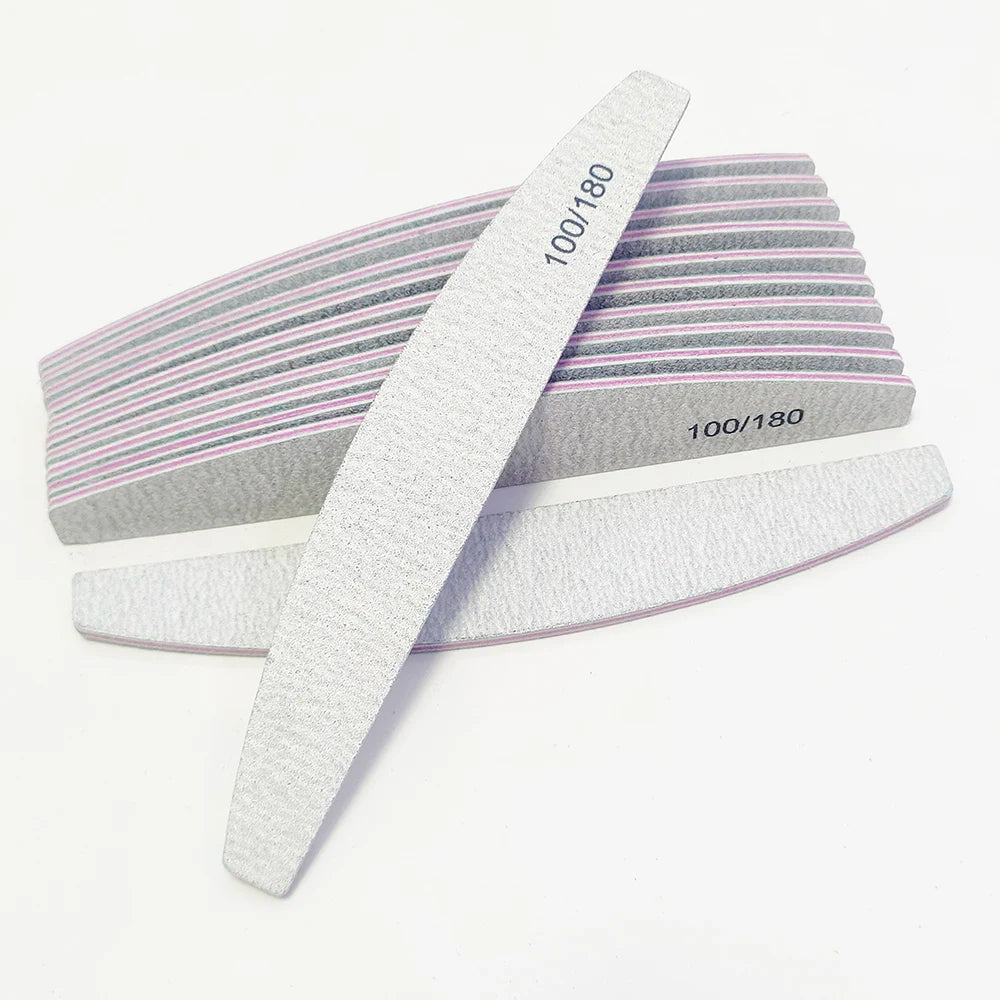 Nail File Buffer 100/180 Grit – Double-Sided Half Moon Sandpaper Nail Sanding & Manicure Tool