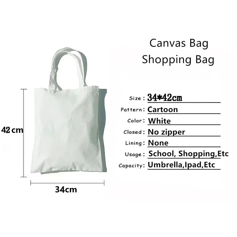 Large Capacity Canvas Shoulder Bag – Harajuku Watercolor Heart Print Shopper Tote