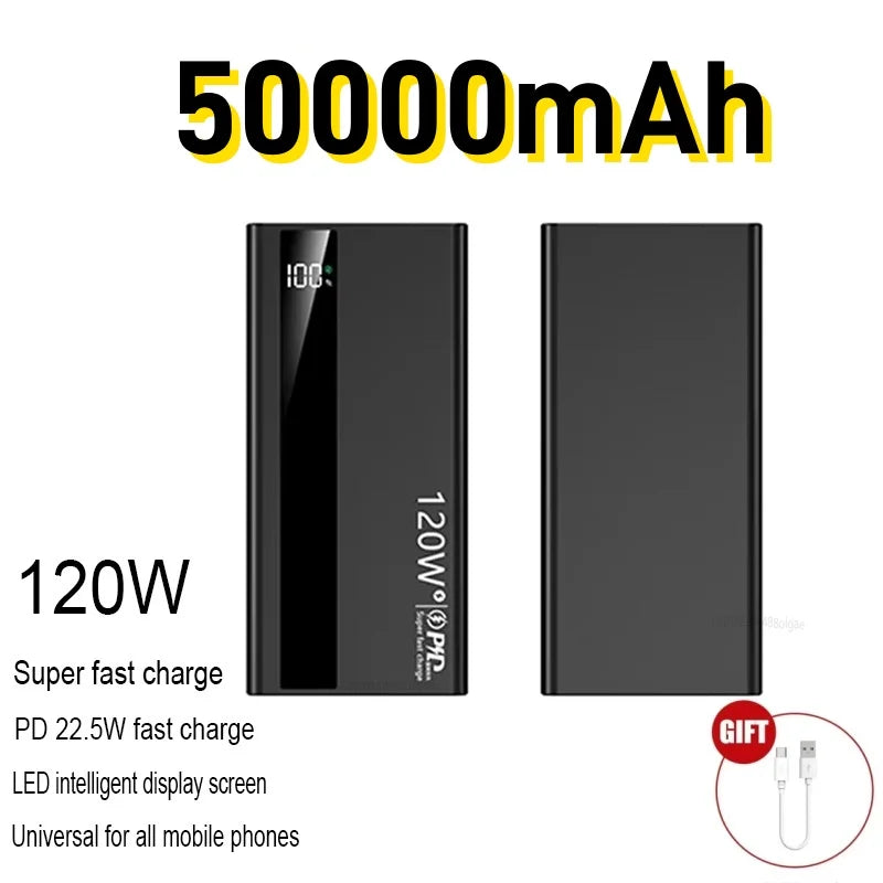 500000mAh Power Bank – 120W Fast Charging Large Capacity PD 20W Portable Charger for All Phones