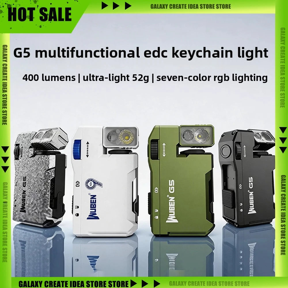 Wuben G5 Rechargeable EDC Pocket Flashlight – 400 Lumens, Dual Light Sources & RGB Light