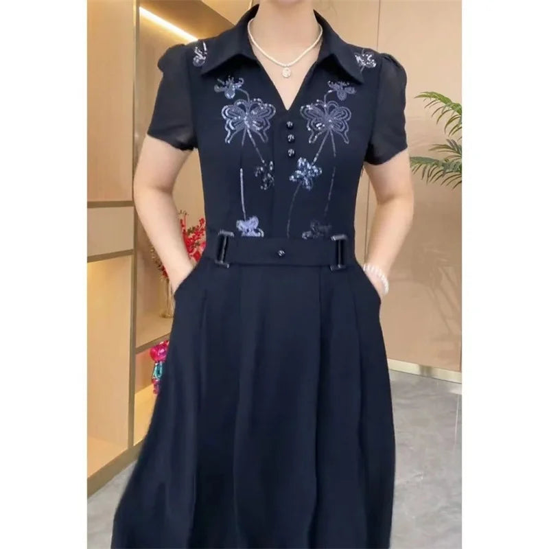 High-End Sequin Long Dress — Western Style Elegant Slim Maxi Dress for Women, Multiple Colors & Sizes