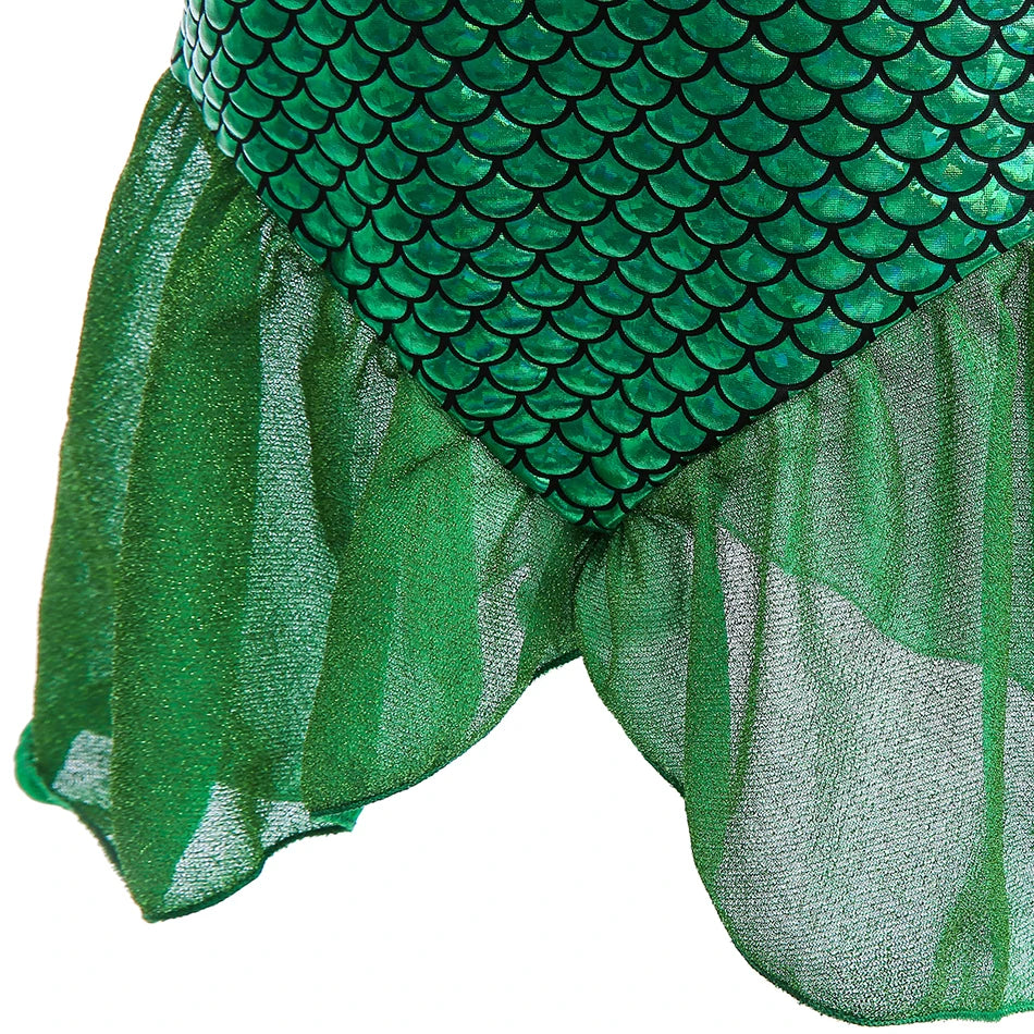 Girls Mermaid Costume Dress — Princess Cosplay Party & Birthday Dress