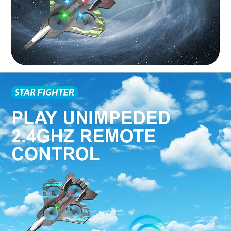 2.4G RC Stunt Foam Helicopter Jet Plane with Gyroscope & LED Light – Indoor Outdoor Toy