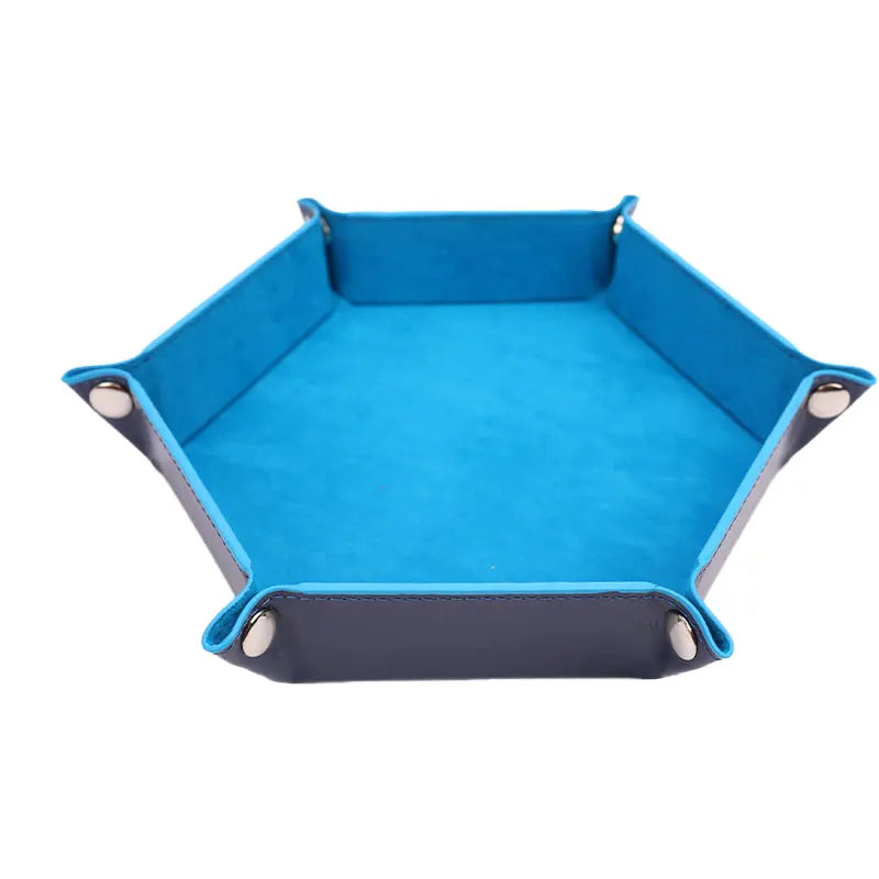 Foldable PU Leather Dice Tray – Hexagon & Square Folding Coin Tray for Dice Games