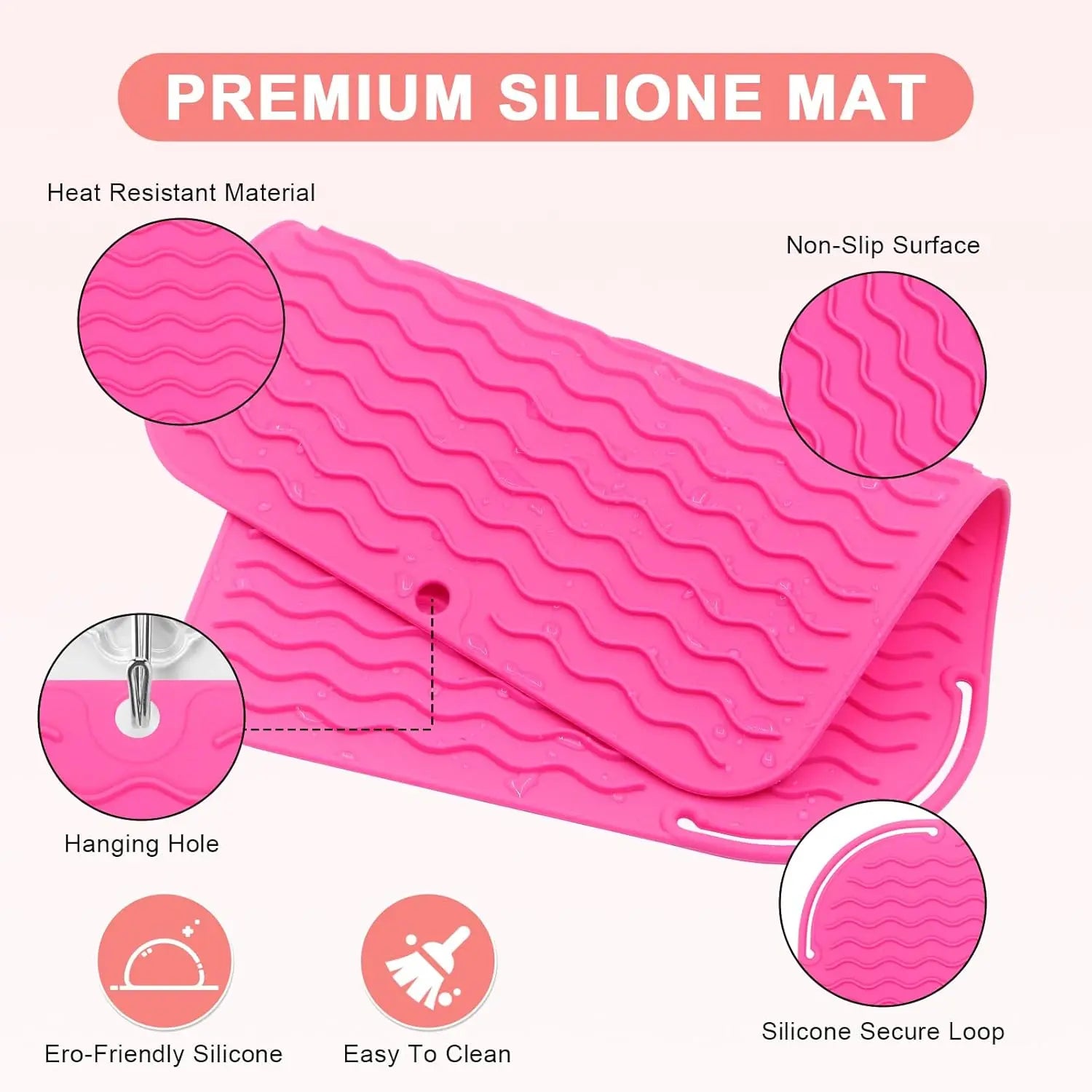 Silicone Heat Resistant Mat — Travel Hair Tool Pad for Flat Iron & Curling Iron
