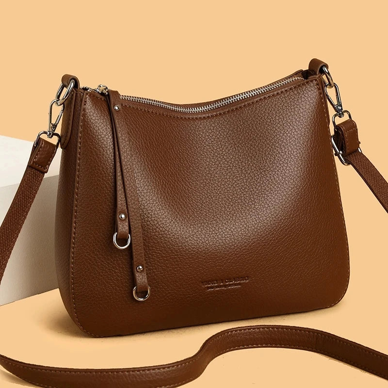 Luxury PU Letter Detail Shoulder Crossbody Tote Bag – Large Capacity Messenger Handbag for Women