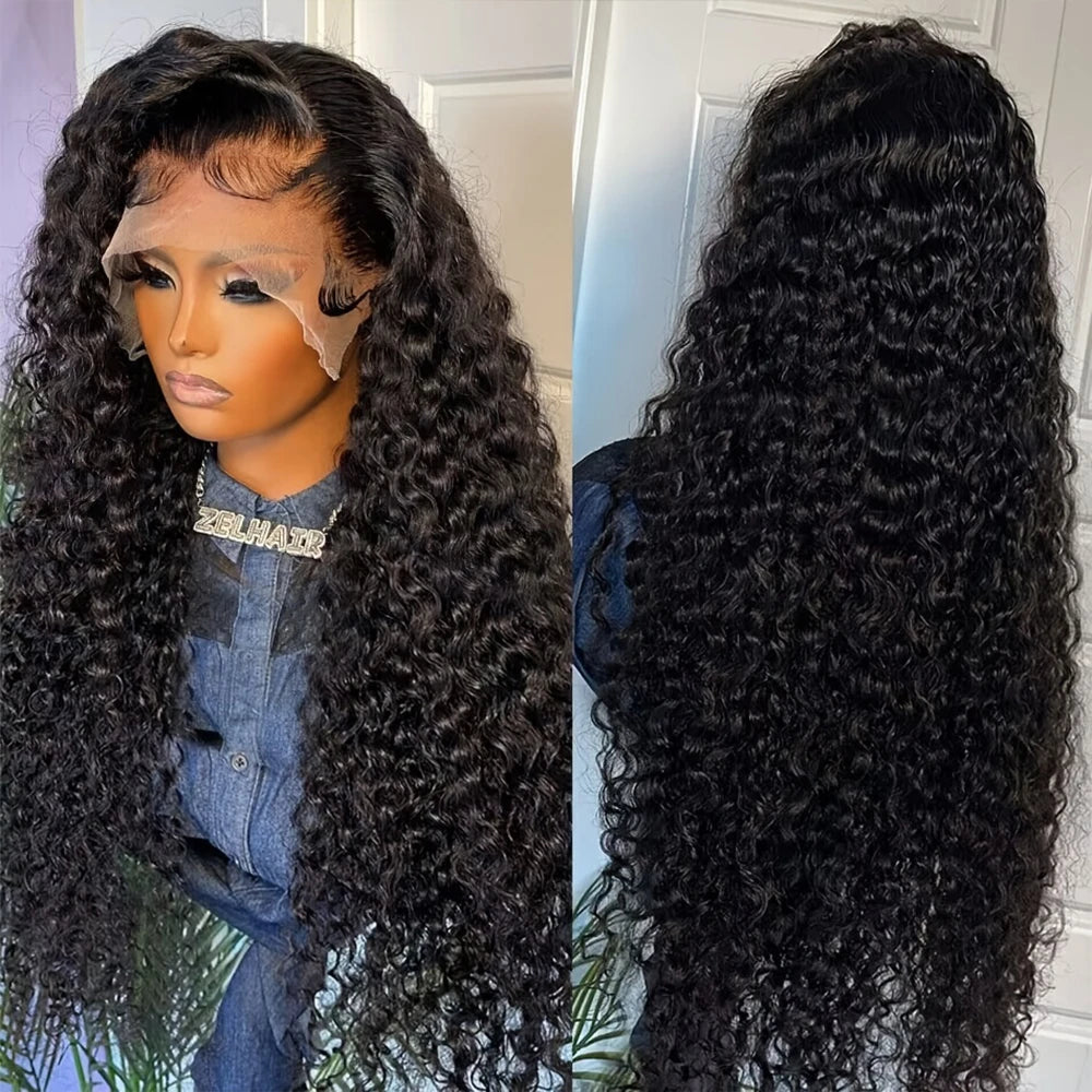 42Inch 250% Density Deep Wave 13x4 HD Transparent Lace Front Humwan Hair Wig - 13x6 Natural Color, Smooth & Silky Real Human Hair