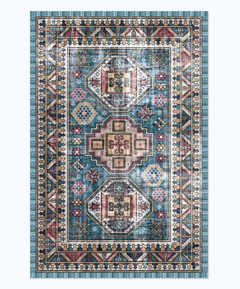 American Retro Style Large Area Rug – Anti-Slip Washable Carpet for Living Room & Bedroom