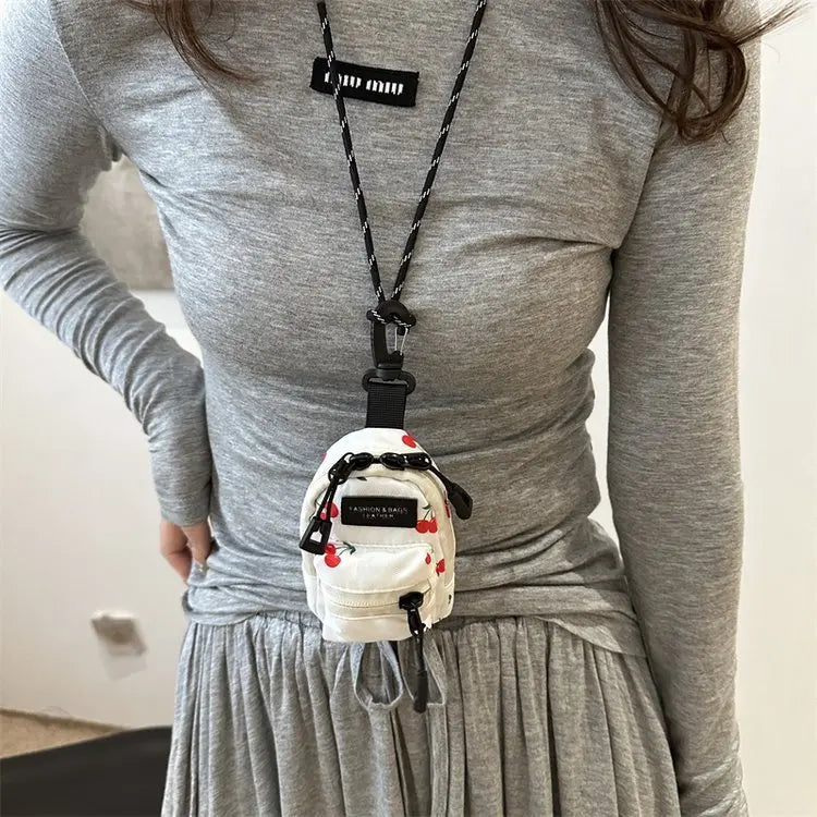 Women Small Bag Mini Lipstick Headphones Trendy Fashionable Pendant Bag Simple Niche Design Fabric Single-shoulder Crossbody Bag
