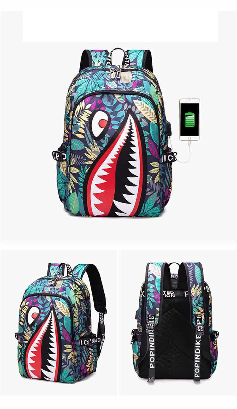 Shark Backpack – Kids School & Travel Book Bag
