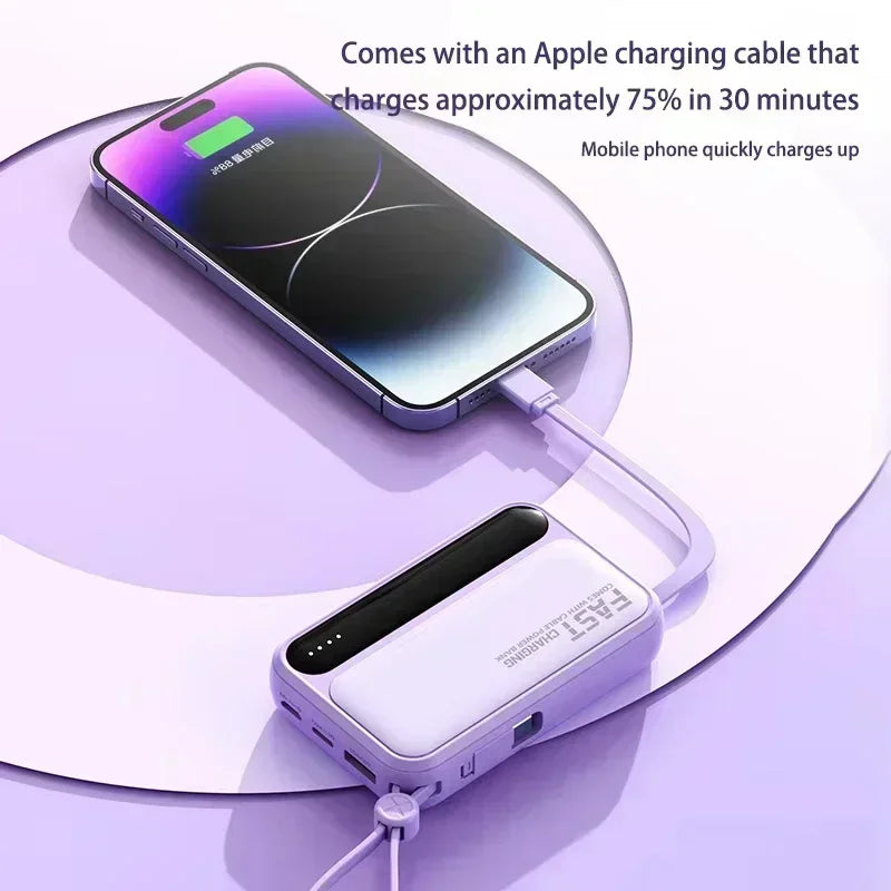 VIVO 500000mAh Power Bank – Built-in 4 Cables Super Fast Charging Portable External Battery 2026