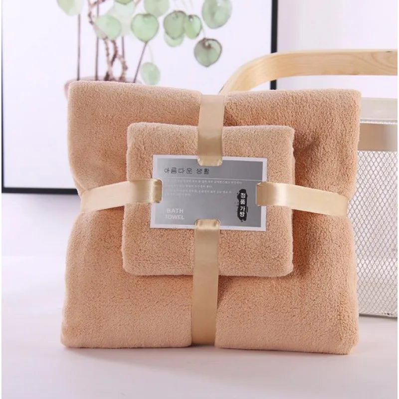 2-Piece Super Soft Coral Velvet Bath Towel Set – Highly Absorbent, Hotel & Spa Quality