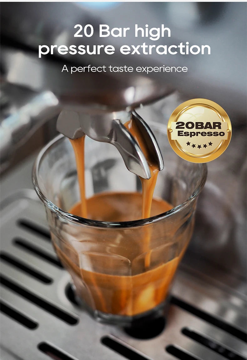 HiBREW H10A 20-Bar Semi-Automatic Espresso Machine | 58mm Portafilter, Temperature Control, Stainless Steel