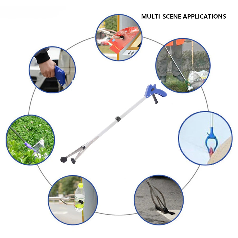 80cm Foldable Grabber Reacher Tool — 360° Rotating Trash Picker & Gripper Extender